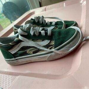 Vans Kids Green and White Sneakers